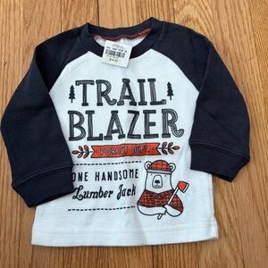Carter’s Trail Blazer Kids Raglan Shirt - Black and White - Size 6 Months